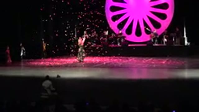 CABO SAN LUCAS MEXICO-2019: Mexican Latina Dancer Flutters Across The Stage