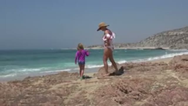 CABO SAN LUCAS MEXICO-2019: Mother And Daughter Walking And Having Fun Around