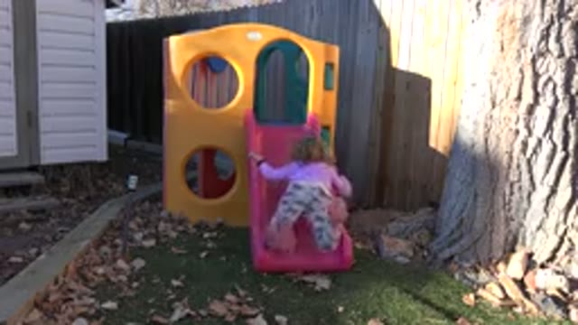 WESTMINSTER COLORADO-2019: Girl Plays Outside and Falls Walking Up Steps to Playhouse