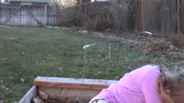 WESTMINSTER COLORADO-2019: Girl In A Yard Sitting On A Planter Box With No