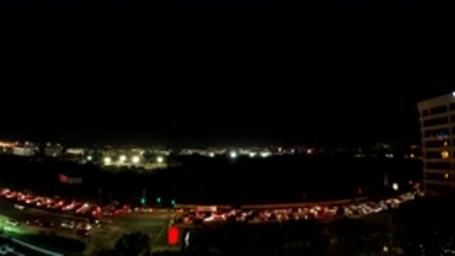 LOS ANGELES CALIFORNIA-2019: Lights Of Fast-Moving Cars At Night