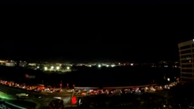 LOS ANGELES CALIFORNIA-2019: Night Traffic In A Large City By The Sea