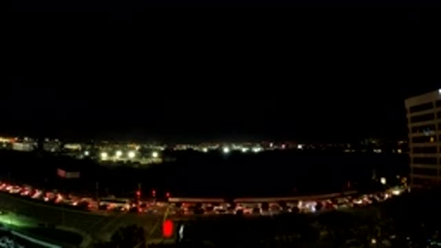 LOS ANGELES CALIFORNIA-2019: Time Lapse Of Traffic Moving Slowly At Night With Lights