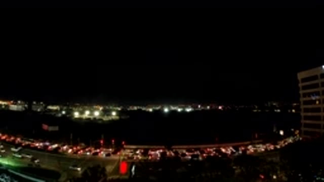LOS ANGELES CALIFORNIA-2019: A Lot Of Cars Stuck In Traffic In A Big City During Night