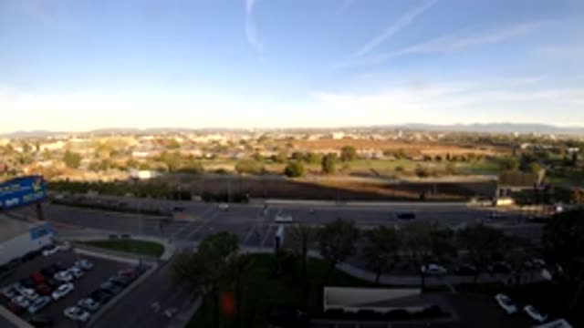 LOS ANGELES CALIFORNIA-2019: A Birds-Eye View of Traffic in the City Suburbs Near a Parking Lot