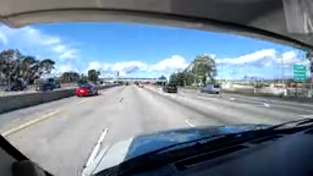 CENTRAL COAST CALIFORNIA-2019: Fast Driving Car Camera Records Morning Busy Road