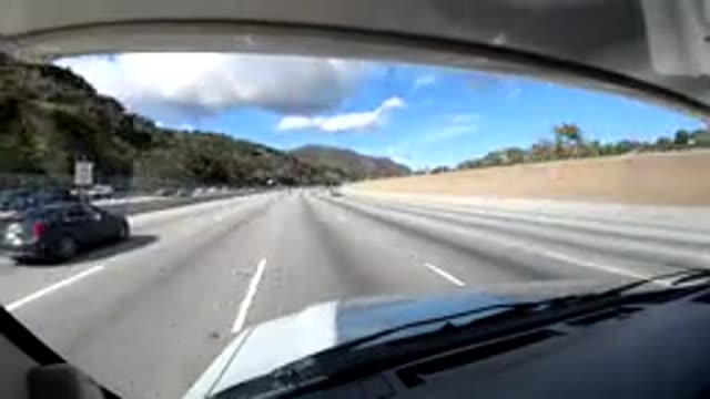 CENTRAL COAST CALIFORNIA-2019: Dashboard Camera Captures Car Driving On Highway