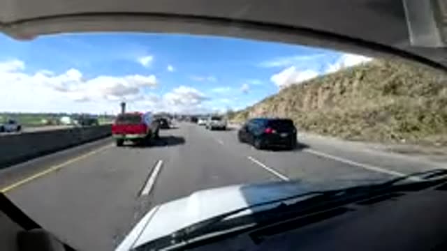 CENTRAL COAST CALIFORNIA-2019: Dashboard Cam Footage Of A Car Traveling Down A Highway