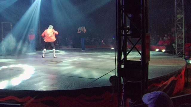 SAN JOSE DEL CABO BCS MEXICO-2022: Dancer in Orange Shirt Performs on Stage