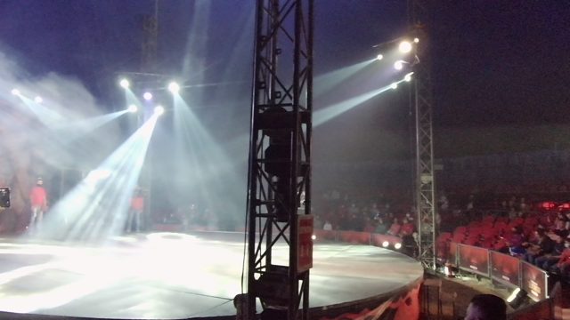 SAN JOSE DEL CABO BCS MEXICO-2022: Performers Exiting a Lit Stage with Smoke