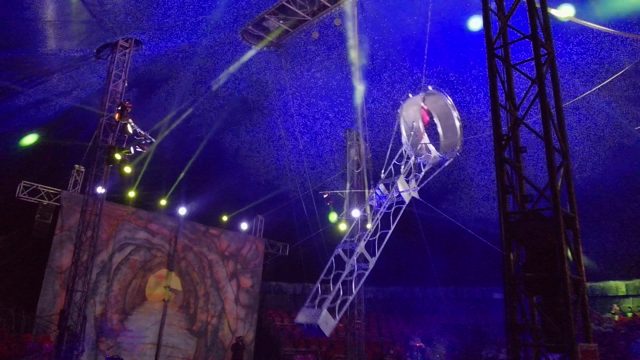 SAN JOSE DEL CABO BCS MEXICO-2022: Aerial Performer in Rotating Circular Hoop