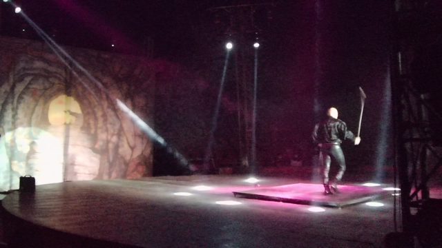 SAN JOSE DEL CABO BCS MEXICO-2022: Performer Moving on Stage with Dynamic Lighting