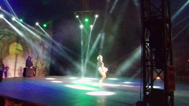 SAN JOSE DEL CABO BCS MEXICO-2022: Dancer Performs on Stage with Host and Spotlights