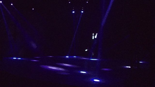 SAN JOSE DEL CABO BCS MEXICO-2022: Nighttime Blue Light Show with Moving Beams and Pathway
