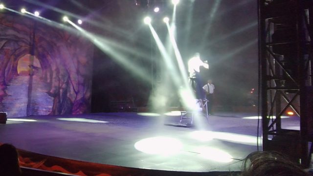 SAN JOSE DEL CABO BCS MEXICO-2022: Stage Acrobats Performing Aerial Stunts