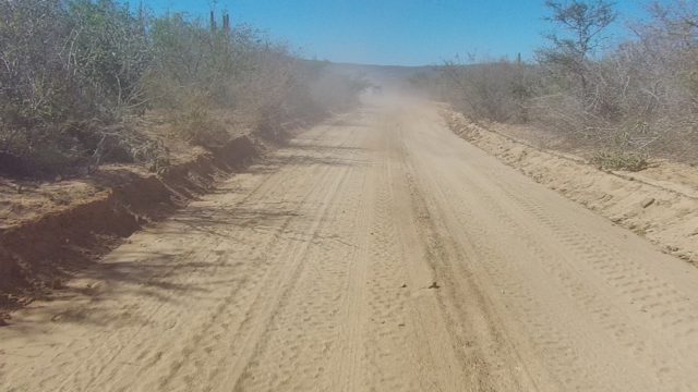 LOS CABOS BCS MEXICO-2022: Dusty Dirt Road in Arid Shrubland