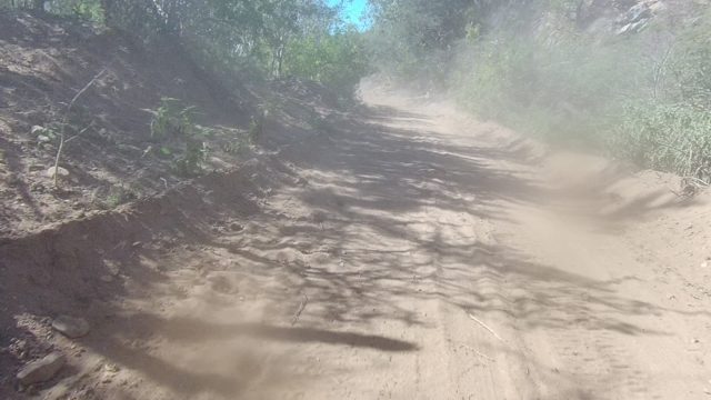 LOS CABOS BCS MEXICO-2022: Dusty Dirt Road Drive Through Forested Terrain