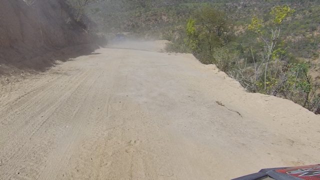 LOS CABOS BCS MEXICO-2022: Vehicle Traveling on Dusty Mountain Dirt Road