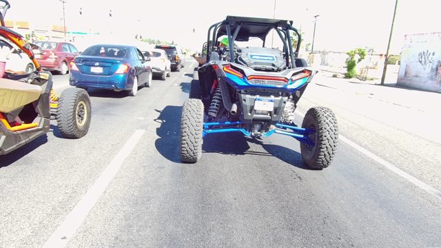 LOS CABOS BCS MEXICO-2022: Vehicles Moving on a Paved Road with UTVs and Cars