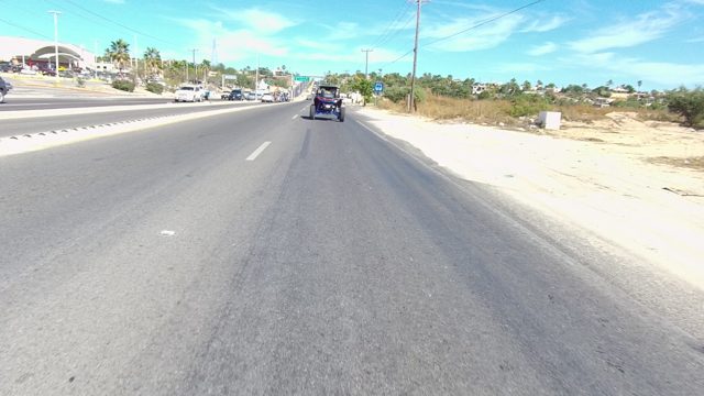 LOS CABOS BCS MEXICO-2022: Forward View of Road with Traffic and Horse-Drawn Cart