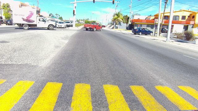 LOS CABOS BCS MEXICO-2022: Vehicles Moving at Urban Street Intersection