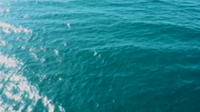 EL TULE LOS CABOS BCS MEXICO-2022: Boat Wake Spreading Across Turquoise Ocean Surface