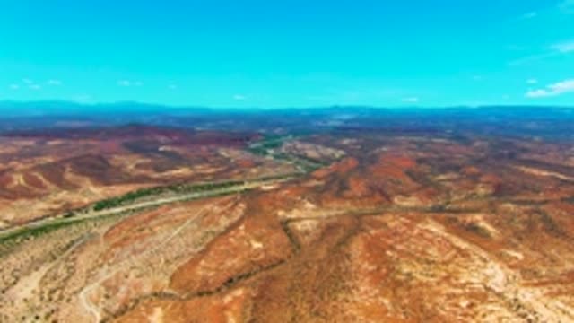 SAN JUANICO BCS MEXICO-2022: Winding River in Arid Desert Terrain