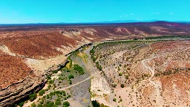 SAN JUANICO BCS MEXICO-2022: Desert Canyon with Winding Riverbed