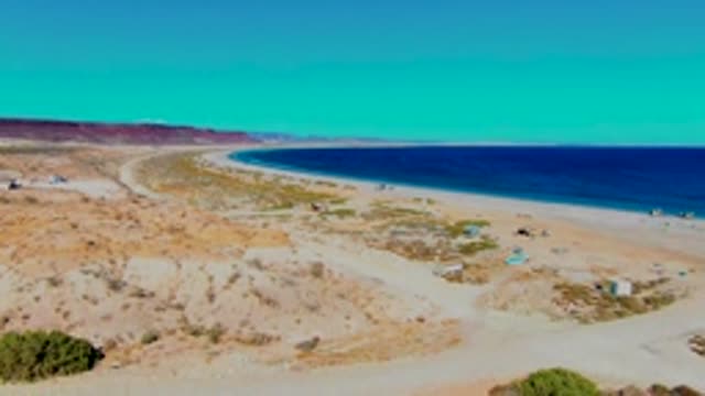 SAN JUANICO BCS MEXICO-2022: Coastal Desert Landscape with Sandy Beach and Ocean