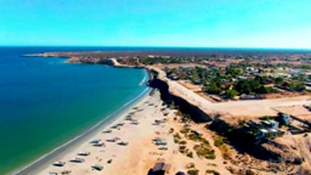 SAN JUANICO BCS MEXICO-2022: Beach with Moving Wave and Anchored Boats
