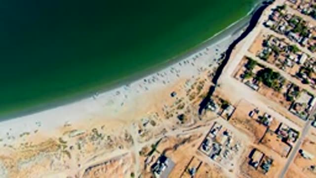 SAN JUANICO BCS MEXICO-2022: Beach Activity Decreasing From Aerial View