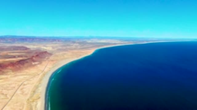 SAN JUANICO BCS MEXICO-2022: Desert Coastline with Ocean and Road