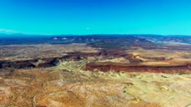 SAN JUANICO BCS MEXICO-2022: Desert Plateau Aerial View with Sky Motion