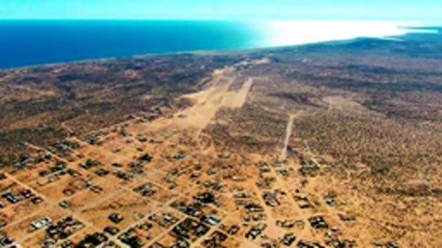 SAN JUANICO BCS MEXICO-2022: Coastal Settlement with Airport Runway and Ocean