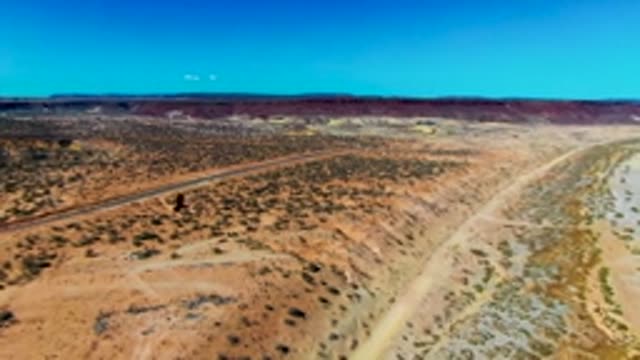 SAN JUANICO BCS MEXICO-2022: Eagle Flying over Desert Road and Beach