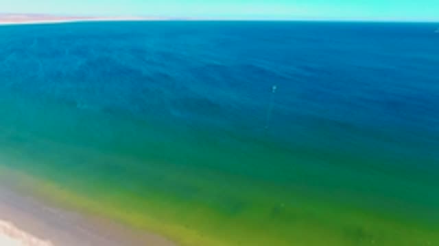SAN JUANICO BCS MEXICO-2022: Ocean Color Gradient and Sandy Shore From Above
