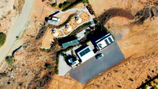 SAN JUANICO BCS MEXICO-2022: Desert Building and Road with Shifting Shadows