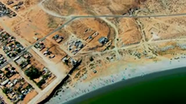 SAN JUANICO BCS MEXICO-2022: Aerial Shift From Desert to Coastal Beach Area