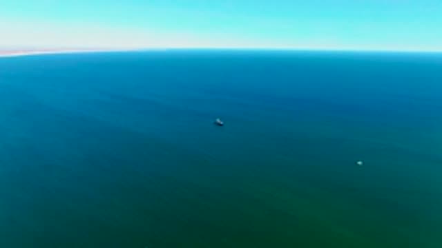 SAN JUANICO BCS MEXICO-2022: Calm Ocean with Boat and Buoy From Above