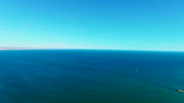 SAN JUANICO BCS MEXICO-2022: Vast Ocean with Distant Shore and Small Boats