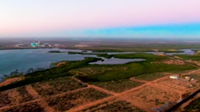 SAN CARLOS BCS MEXICO-2022: Aerial Flight over Dirt Roads and Water