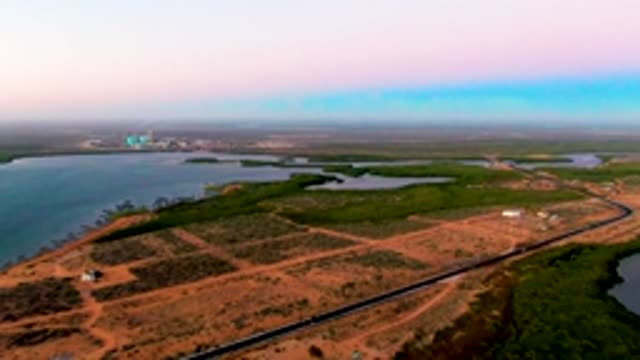 SAN CARLOS BCS MEXICO-2022: Train Moving Along a Coastal Railway
