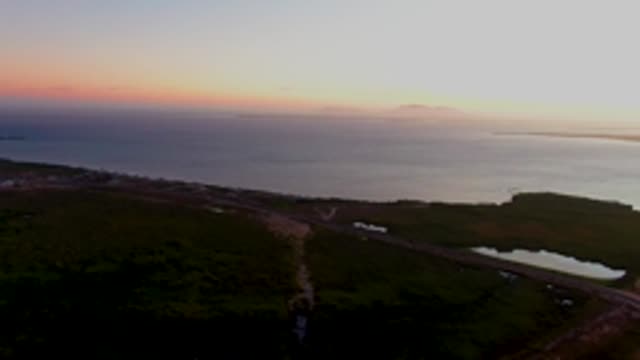 SAN CARLOS BCS MEXICO-2022: Coastal Road and Ocean at Dusk From Above