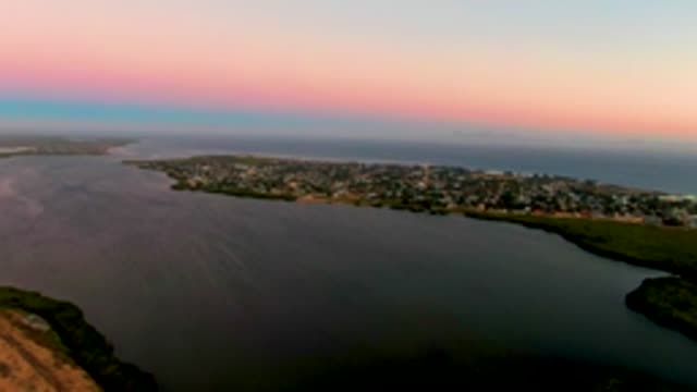 SAN CARLOS BCS MEXICO-2022: Dusk Over Coastal Town and Lagoon