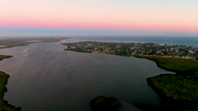 SAN CARLOS BCS MEXICO-2022: Coastal Lagoon and Town at Dusk