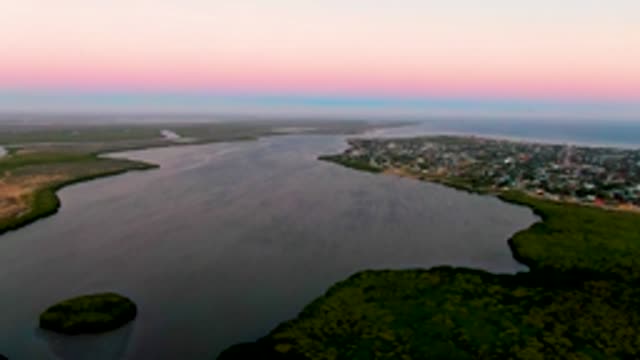 SAN CARLOS BCS MEXICO-2022: Coastal River and Town at Dusk