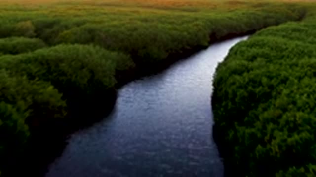 SAN CARLOS BCS MEXICO-2022: Winding River Through Lush Forest Canopy