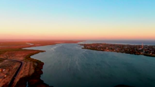 SAN CARLOS BCS MEXICO-2022: Sunset Over Estuary and Coastal Town