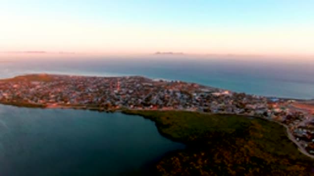 SAN CARLOS BCS MEXICO-2022: Coastal Town and Distant Islands As Haze Clears