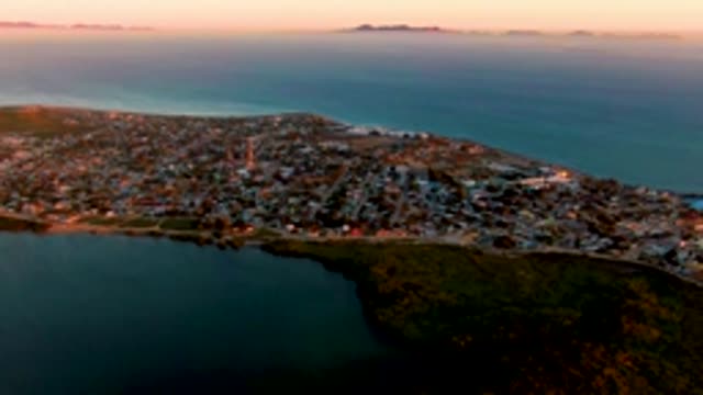 SAN CARLOS BCS MEXICO-2022: Coastal Town at Dusk From Above